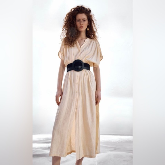 ZARA RUSTIC DRESS WITH PLEATED EFFECT. NWOT - Picture 1 of 7